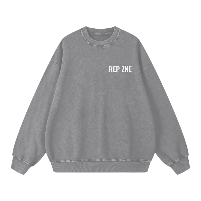 REP-ZNE Bodyslam Acid Wash Printed Sweatshirt